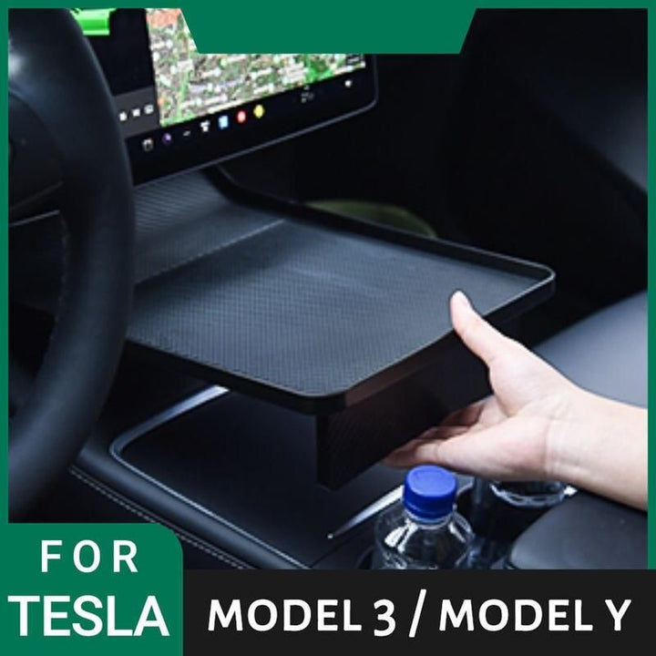 Center Console Food Tray with Anti-Slip Phone Holder for Tesla Model 3 & Y (2017-2023)