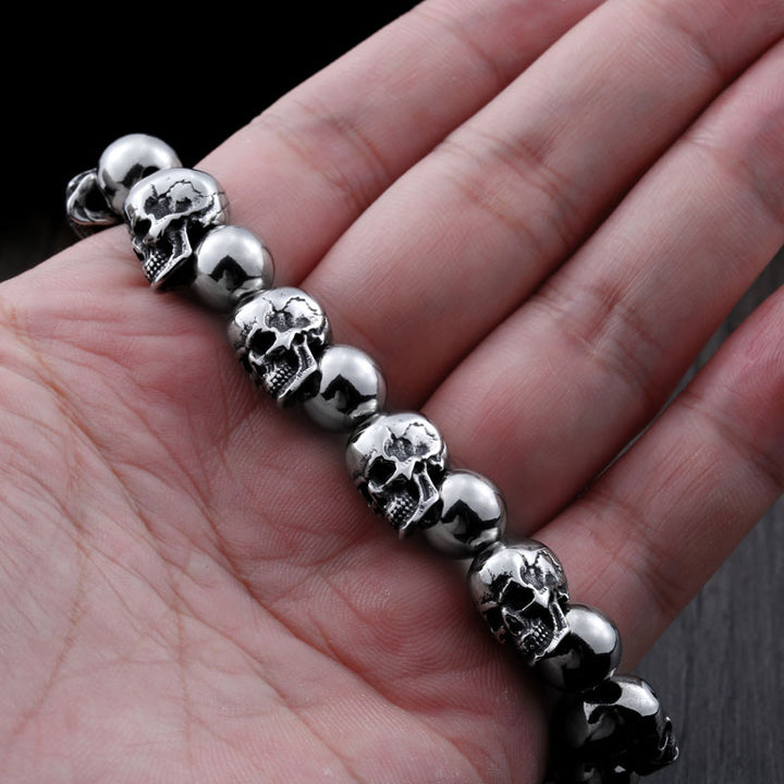 Mens Fashion Simple Titanium Skull Bracelet