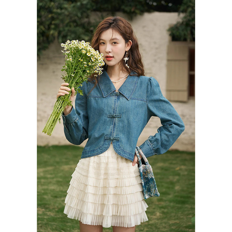 women's casual denim shirt, view 3 - MRSLM