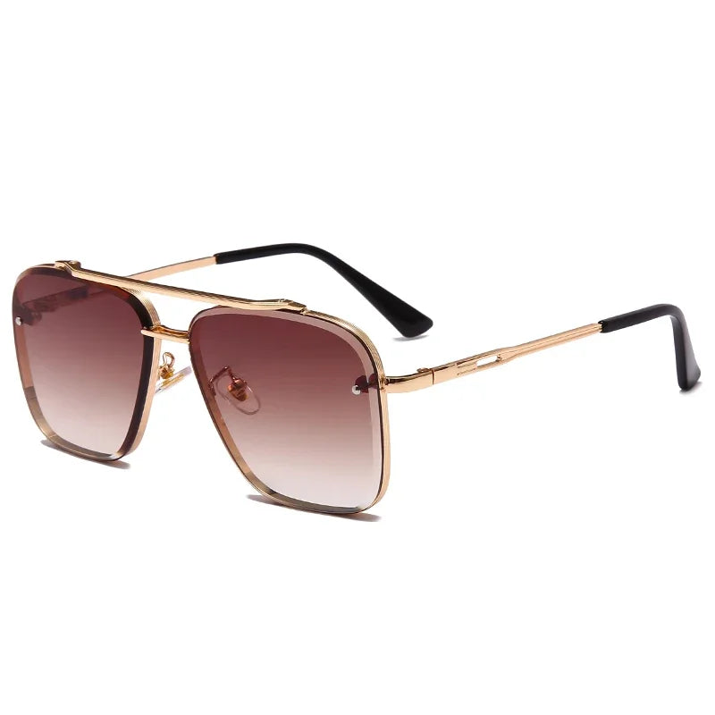 Klassische quadratische Vintage-Sonnenbrille – Luxuriöse UV400-Sonnenbrille mit Metallrahmen für Damen und Herren