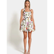 summer print halter sleeveless mini dress, view 5 - MRSLM