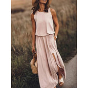 women's sleeveless split long dress, view 3 - MRSLM