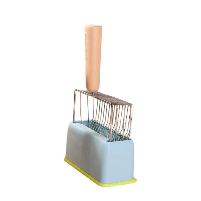 cat litter scoop with wooden handle, view 4 - MRSLM