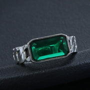 925 silver green zircon emerald ring, view 2 - MRSLM