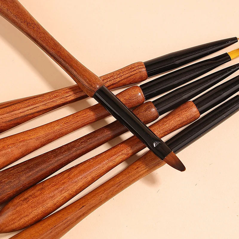 11-piece sandalwood handle nail art brush set, view 4 - MRSLM