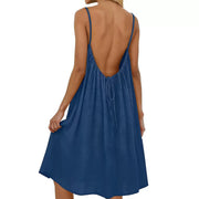 solid color strap backless dress, view 12 - MRSLM