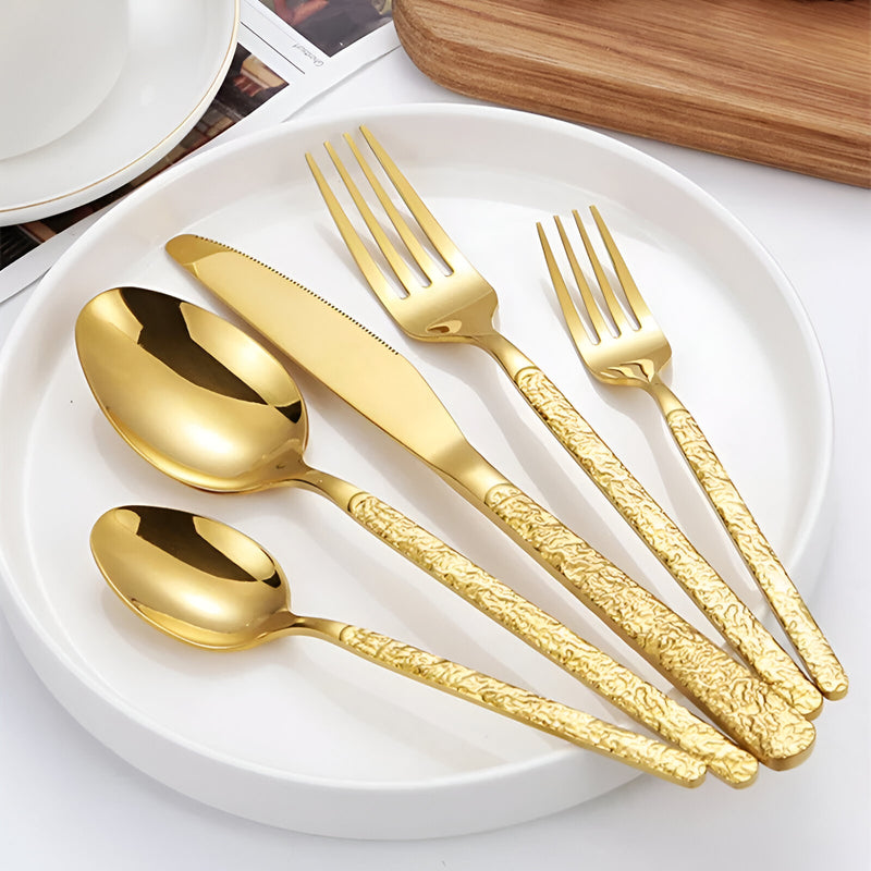 30-piece golden cutlery set, view 4 - MRSLM