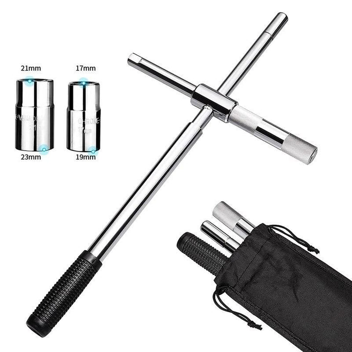 25" Universal Telescoping Tire Lug Nut Wrench with Dual Sockets and Storage Bag