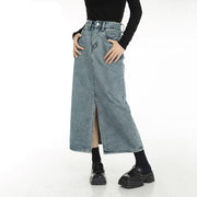 vintage blue denim midi skirt - MRSLM