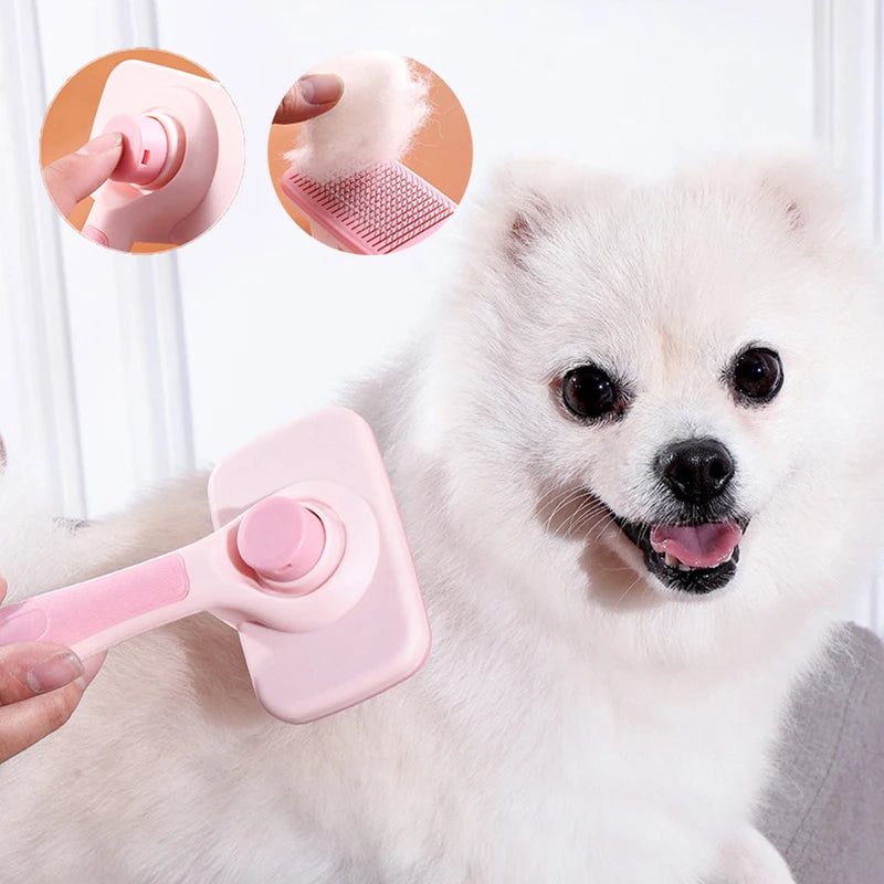 self-cleaning dog and cat grooming brush, view 5 - MRSLM