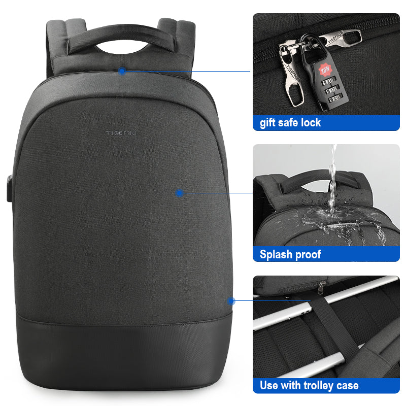 anti-theft laptop backpack with USB port, view 4 - MRSLM