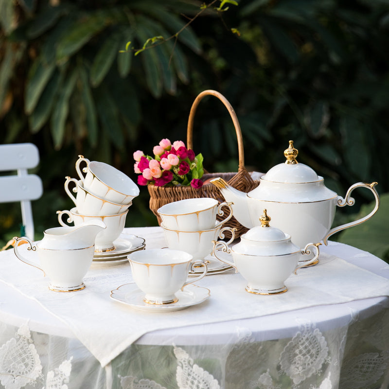 gold inlay bone china tea set - MRSLM