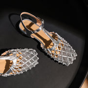 summer leather gladiator sandals with low heel, view 25 - MRSLM