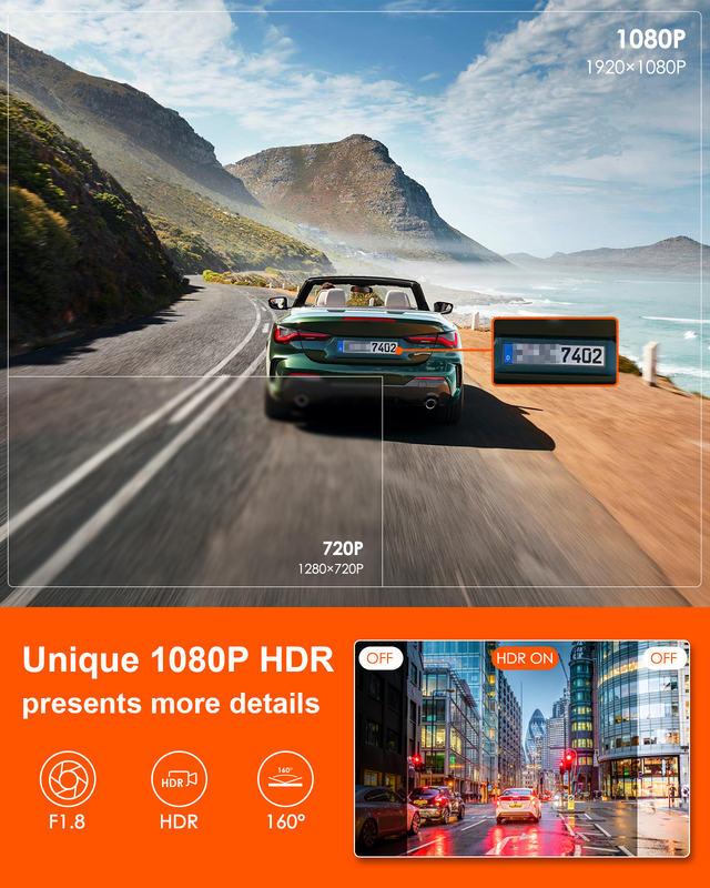 1080P WLAN-Mini-Dashcam mit GPS, Sprachsteuerung, Nachtsicht und Parkmodus