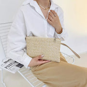 bohemian straw woven clutch, view 3 - MRSLM