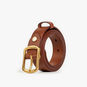 women's leather belt with pin buckle, view 3 - MRSLM
