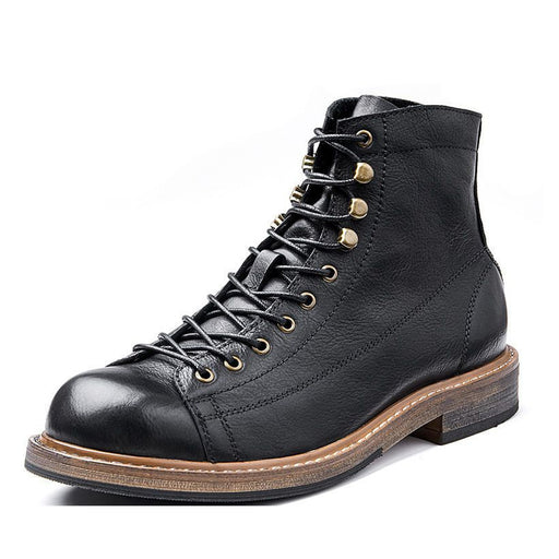 handmade british men's motorcycle leather boots, view 2 - MRSLM