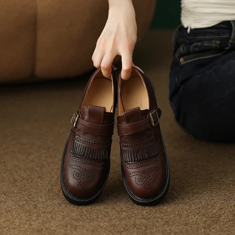 women's leather retro oxfords, view 9 - MRSLM