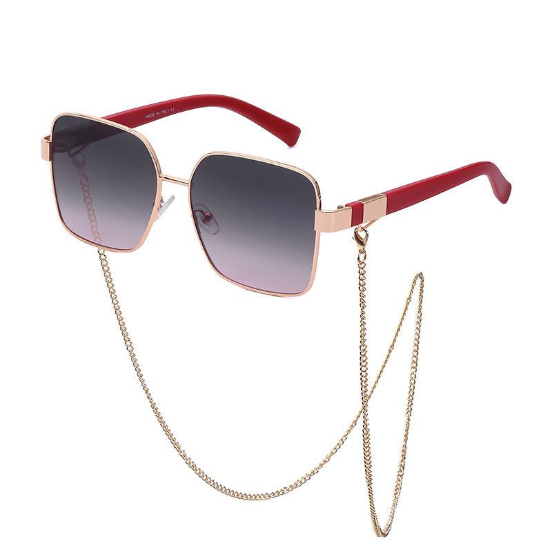 Oversized square sunglasses with chain, view 4 - MRSLM