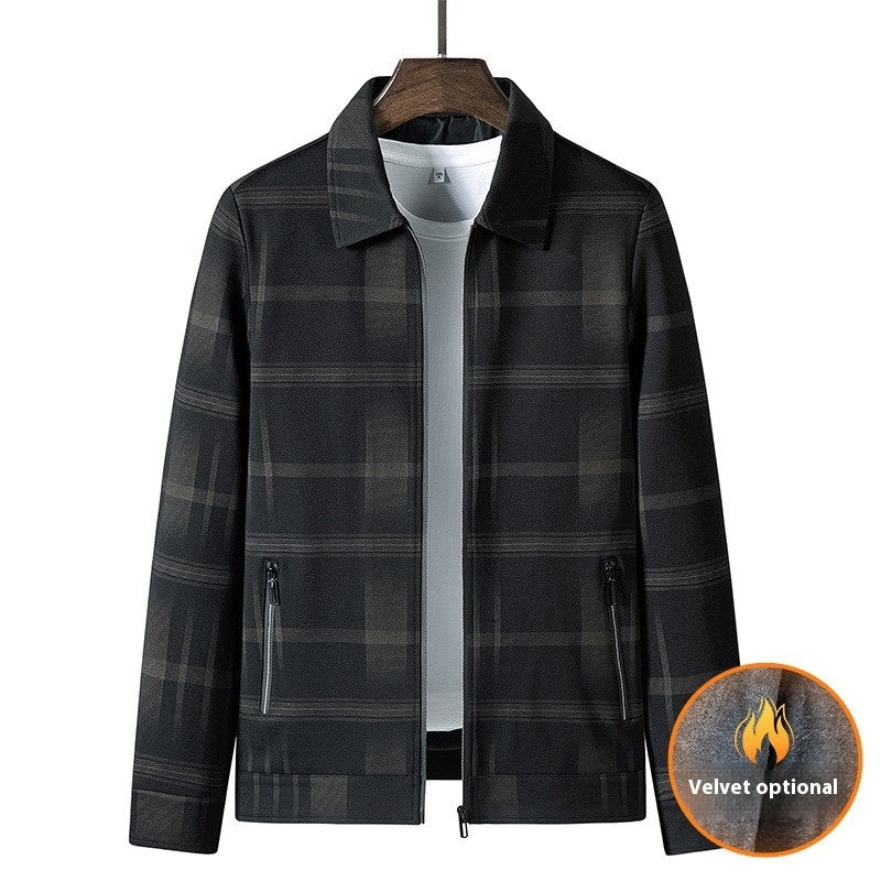 mens turn-down collar plaid coat, view 9 - MRSLM
