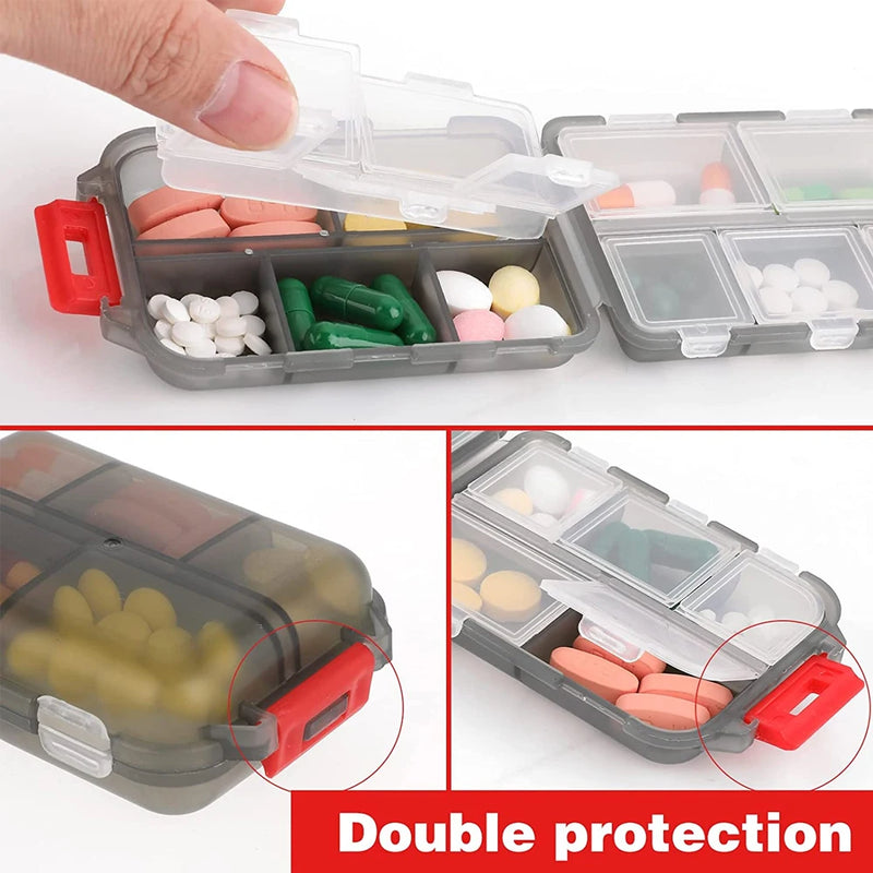 Reise-Pillenorganizer, tragbare Pillendose mit 10 Fächern