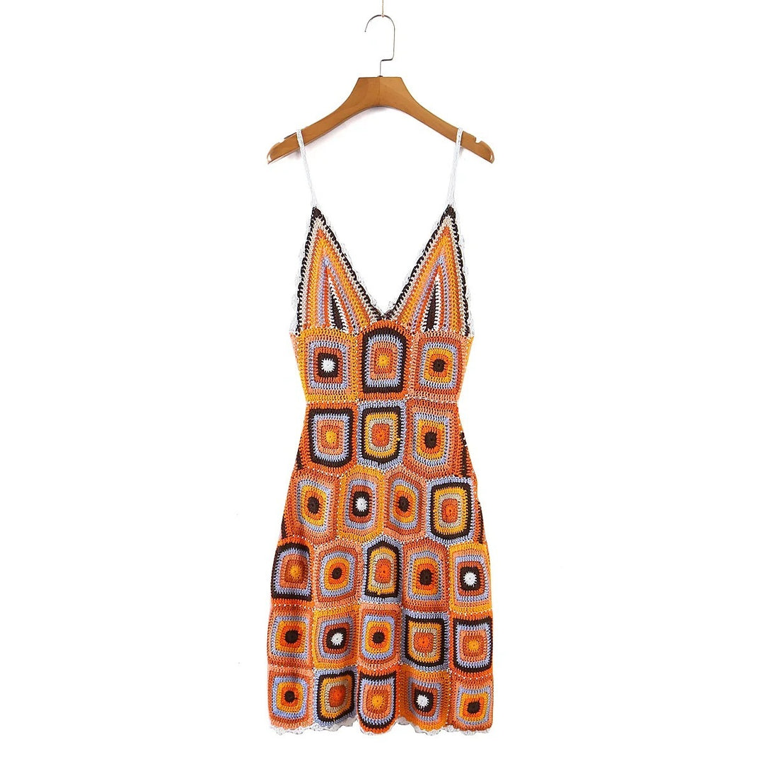 Hand-encrypted Grandmother Plaid Sling Dress