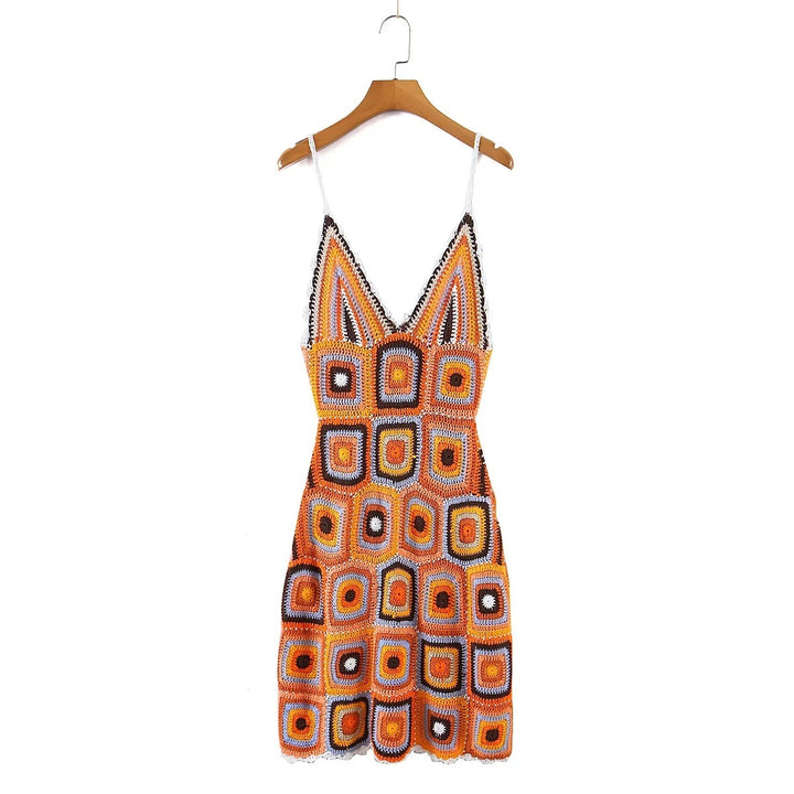 Hand-encrypted Grandmother Plaid Sling Dress