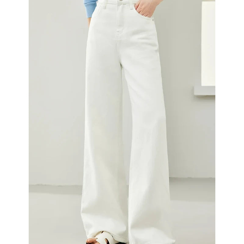 high waist white wide leg jeans, view 6 - MRSLM