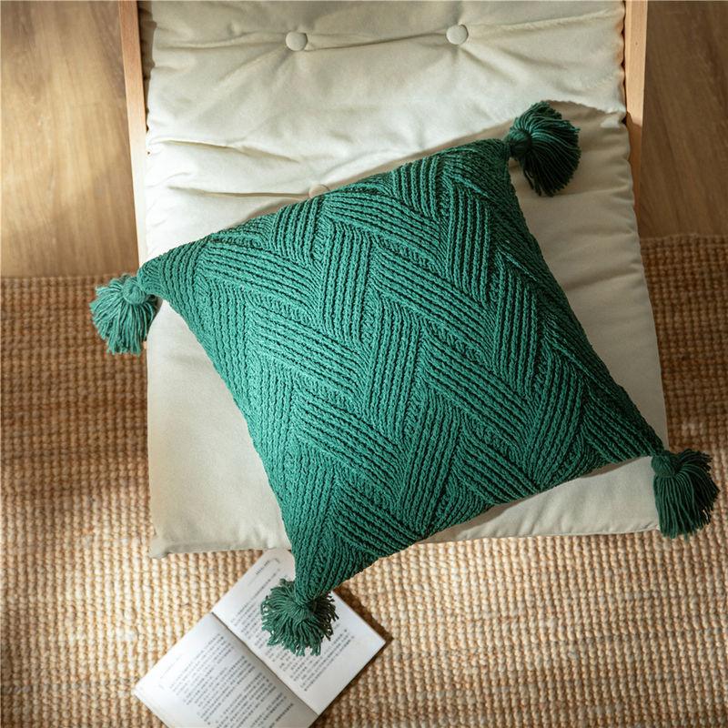 chenille handmade tassel pillow cover - MRSLM