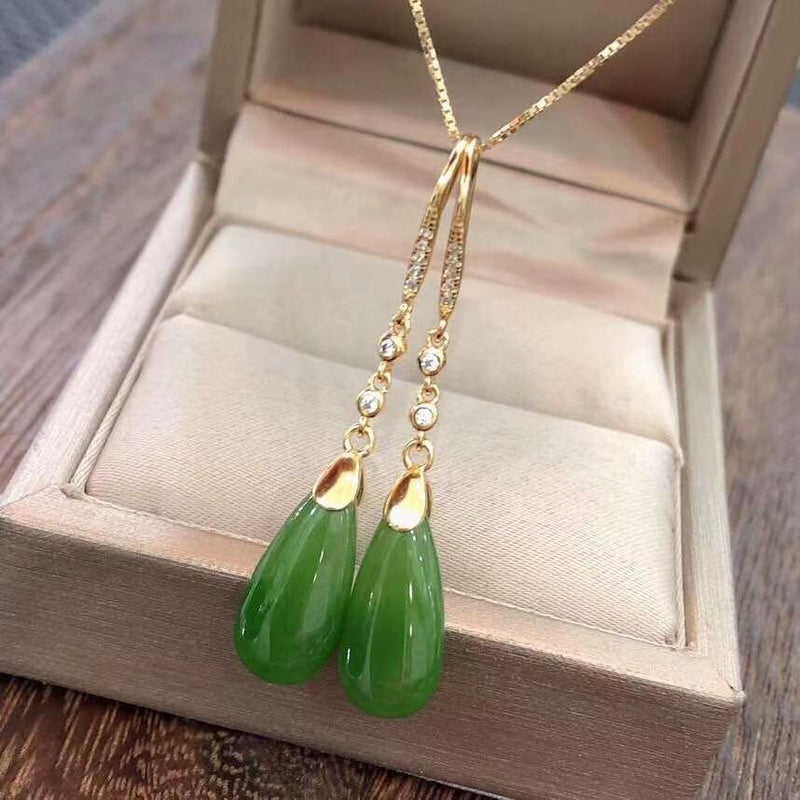 green chalcedony copper earrings, view 2 - MRSLM