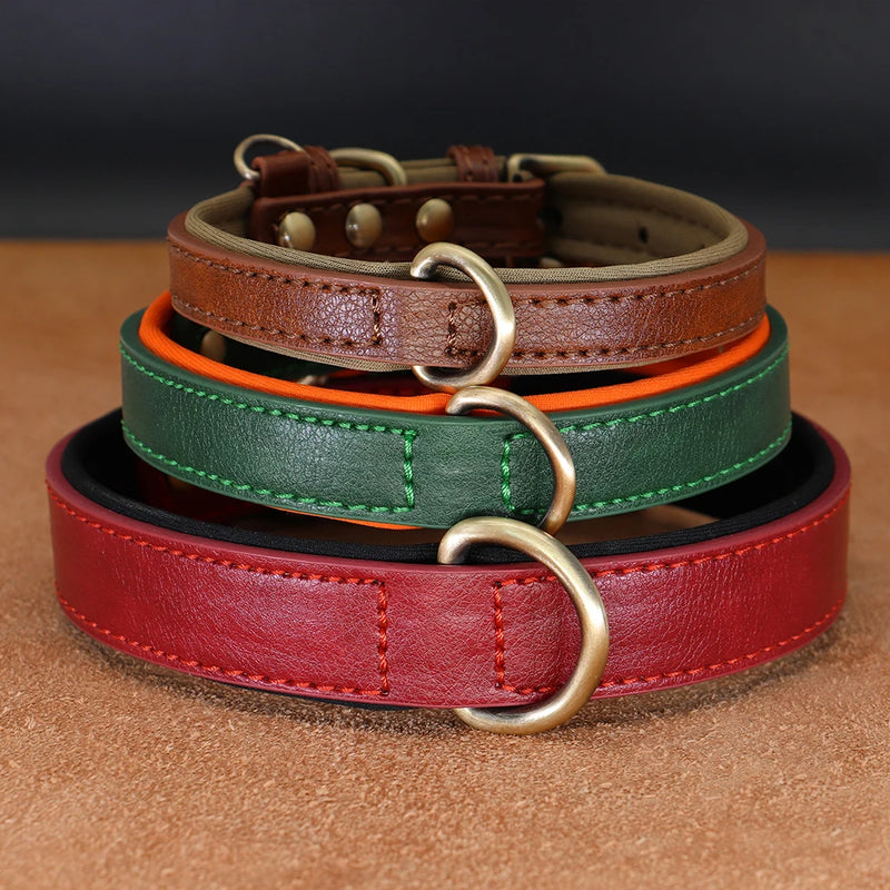 soft padded pu leather dog collar, view 6 - MRSLM