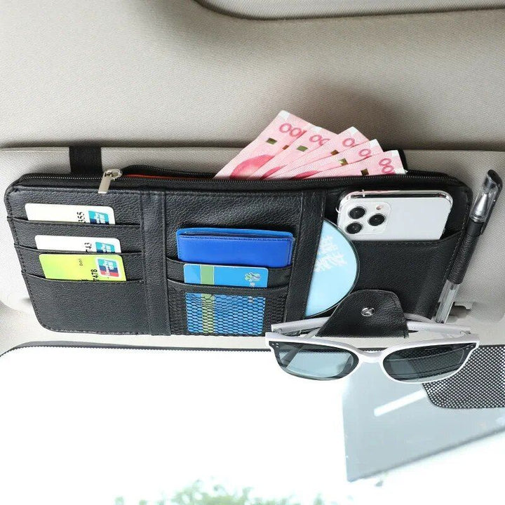 Multi-Pocket Car Sun Visor Organizer with Pen Holder