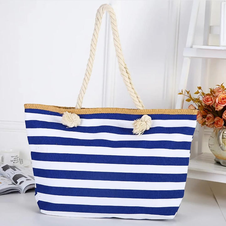 Women’s Large Striped Beach Tote Shoulder Bag