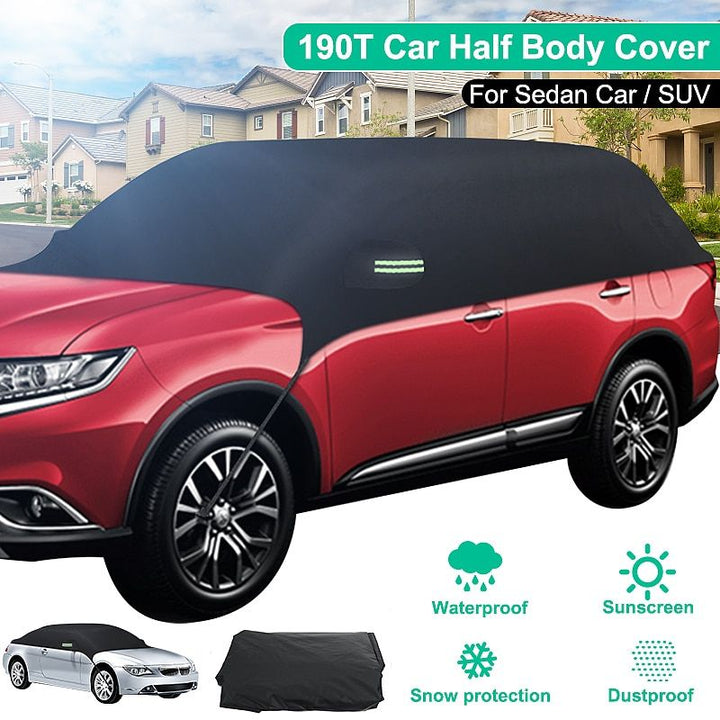 Universal Half Car Cover - Waterproof, UV & Dust Resistant Vehicle Protector