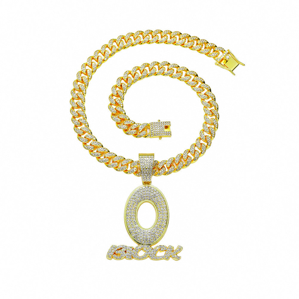 European Hip Hop Full Diamond O Letter Pendant Necklace