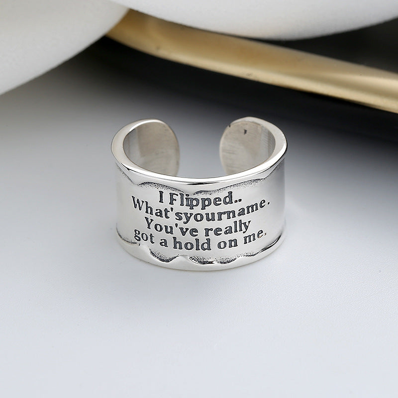 Sterling Silver Wide Cylindrical English Letters Split Ring