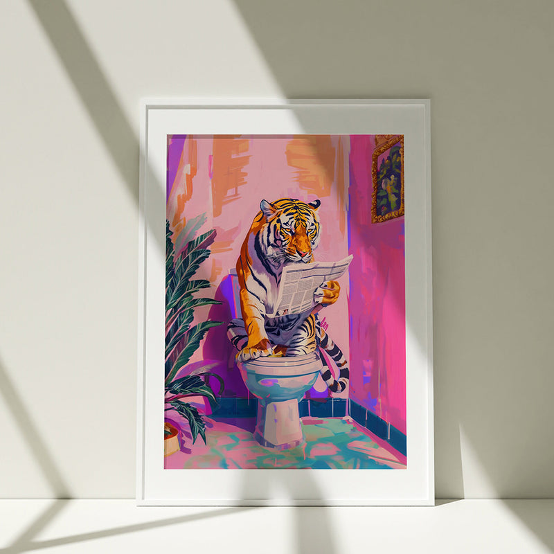 tiger in a bathroom canvas print, view 4 - MRSLM