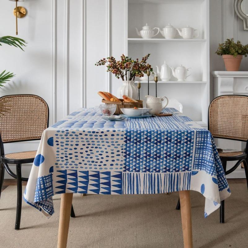 geometric blue patchwork tablecloth - MRSLM
