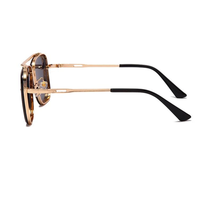 Klassische quadratische Vintage-Sonnenbrille – Luxuriöse UV400-Sonnenbrille mit Metallrahmen für Damen und Herren