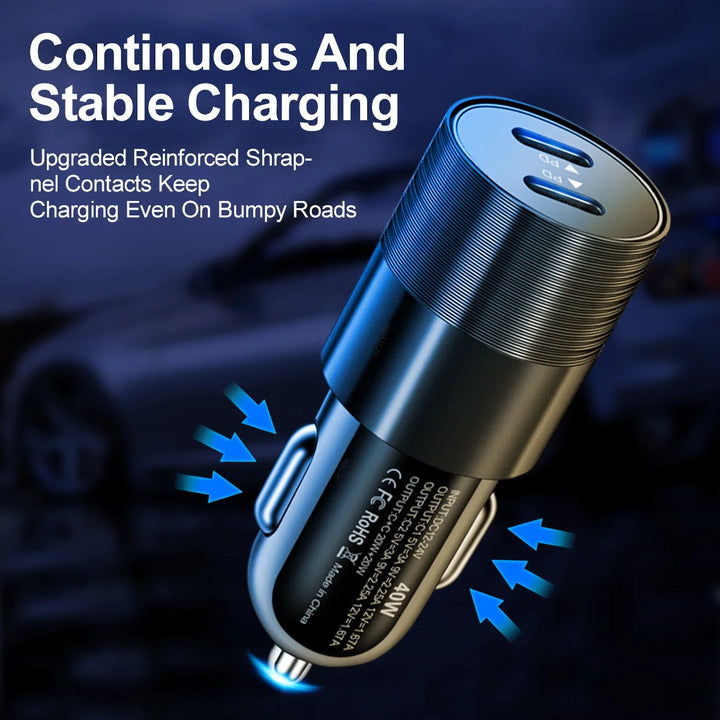 68W Dual USB Type C Car Charger