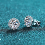 women's moissanite-style s925 silver earrings, view 2 - MRSLM