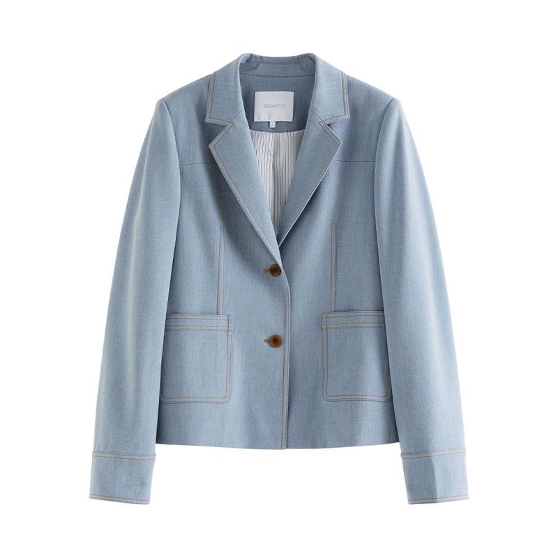 light denim shoulder blazer, view 7 - MRSLM