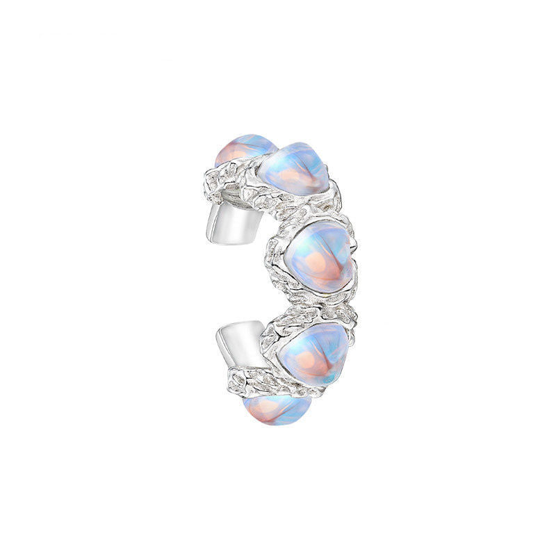 silver heart ear buckle, view 2 - MRSLM
