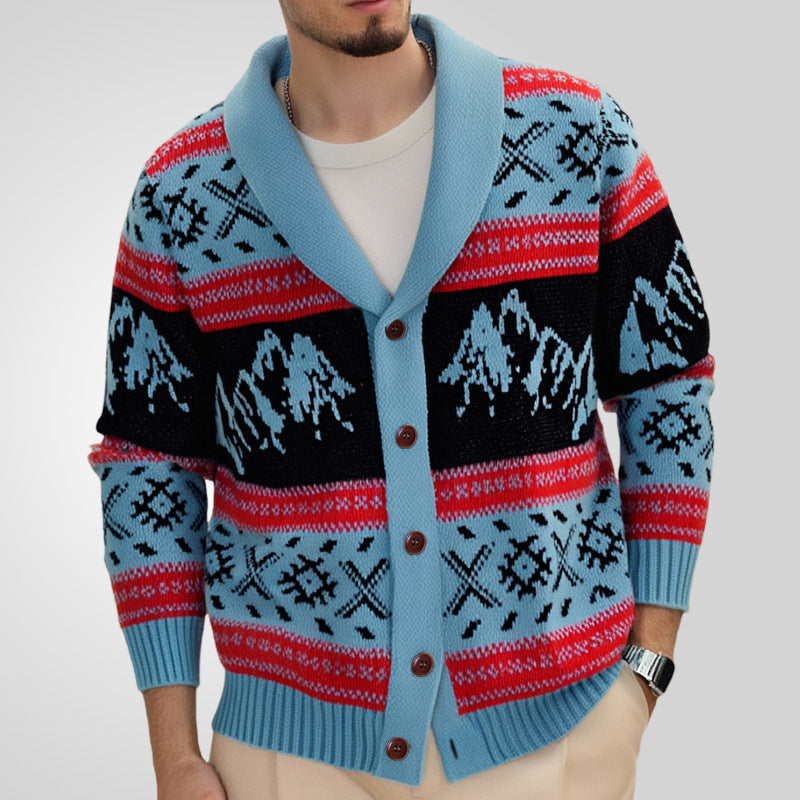 Retro jacquard knitted coat, view 3 - MRSLM