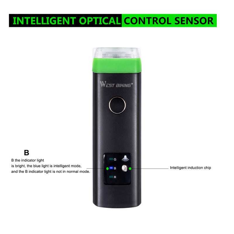 luz de farol de bicicleta com sensor