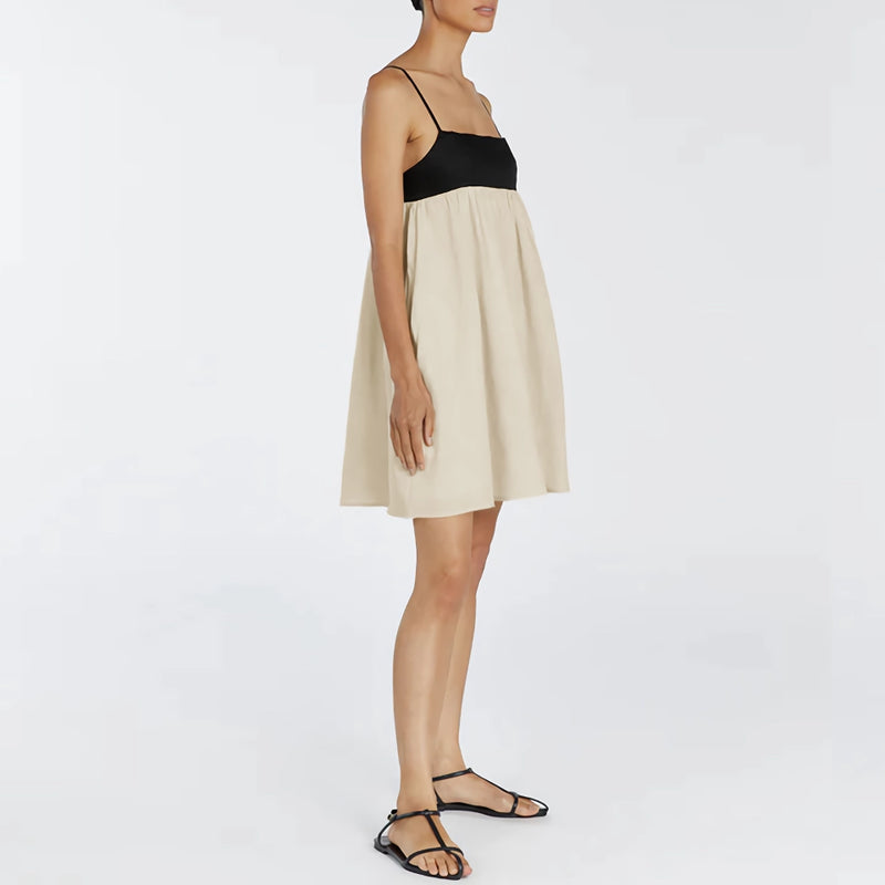 Sommerbrise Leinen-Minikleid – Lässiges A-Linien-Kleid mit Spaghettiträgern