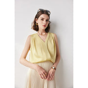 sleeveless v-neck silk blouse, view 18 - MRSLM