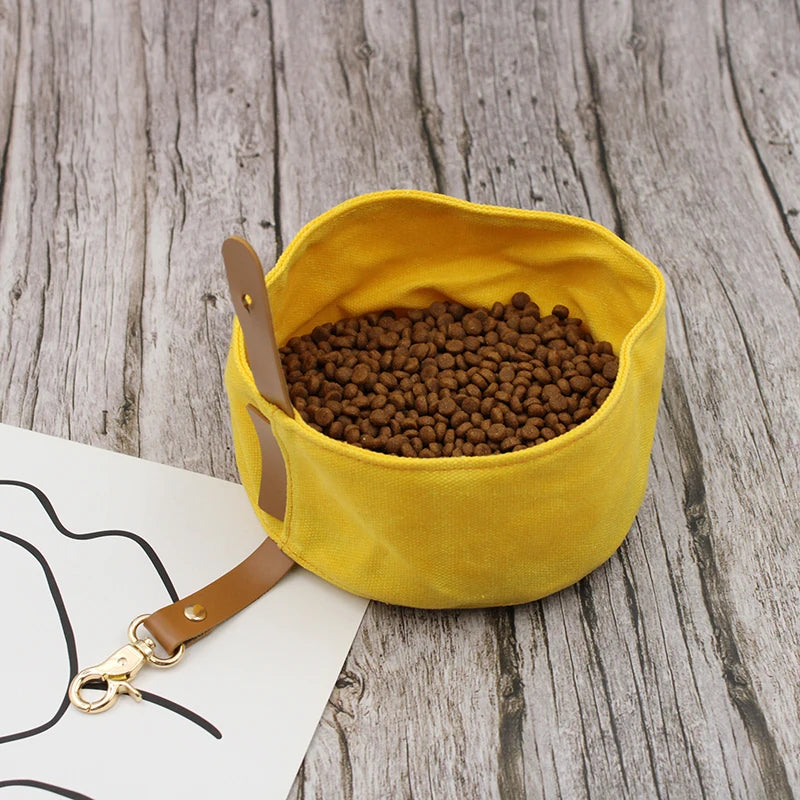 Tigela dobrável de lona impermeável para cães, 1000ml