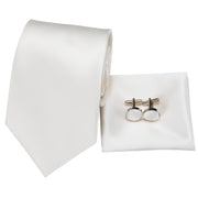 White silk necktie set, view 4 - MRSLM