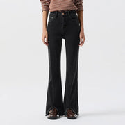 women's raw edge slit flare pants, view 4 - MRSLM